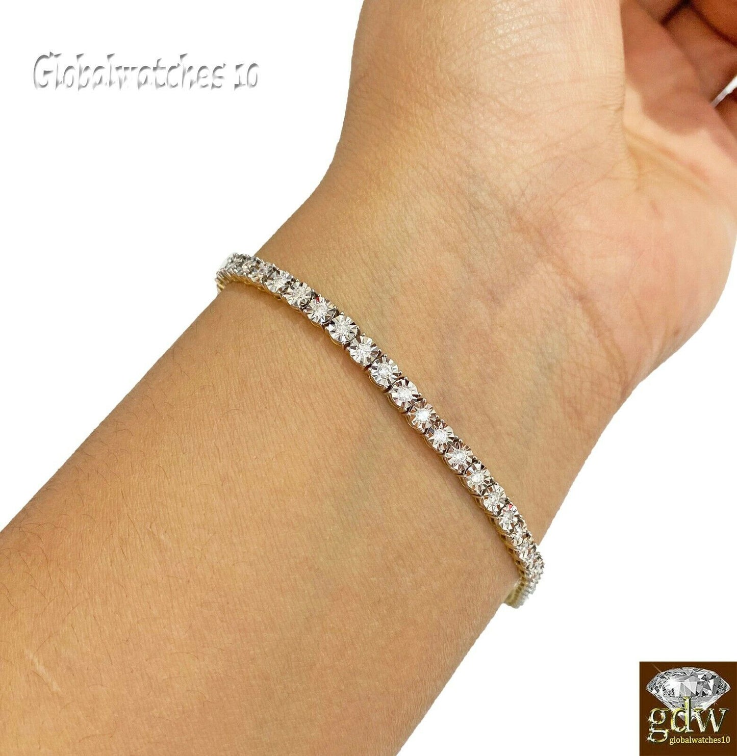 Real 10k Gold Diamond Bracelet Link Yellow Gold 7" Box Clasp Real Men Women