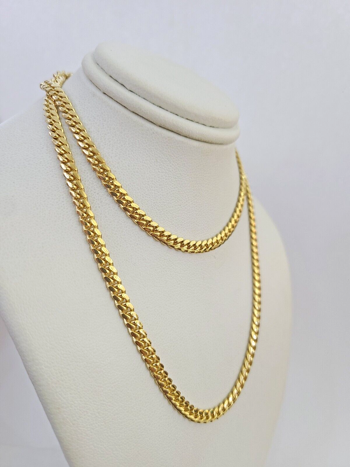 Real 18kt Yellow Gold Miami Cuban Chain Necklace 4mm 22 Inch Men Women SOLID 18k