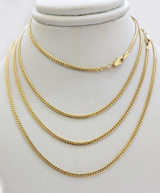 Real 18k Yellow Gold Miami Cuban Chain Necklace 2mm 18-24 Inches Men Women SOLID