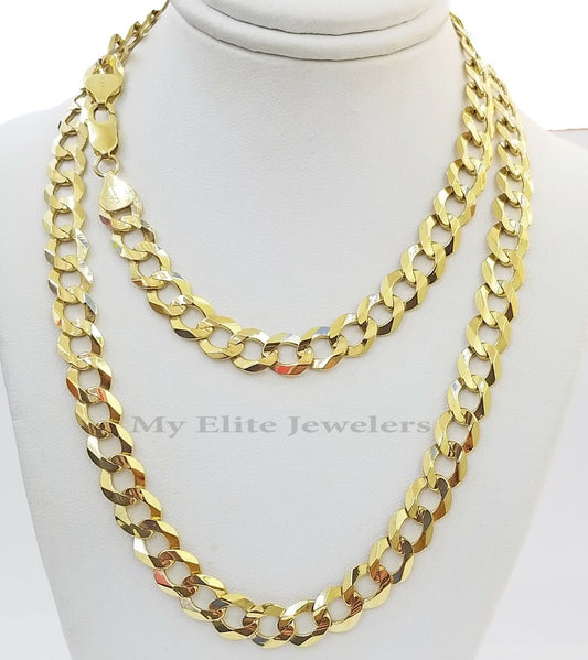 Solid 14k Yellow Gold Chain Cuban Curb Link 9mm Necklace 20"- 30" Real Gold Sale