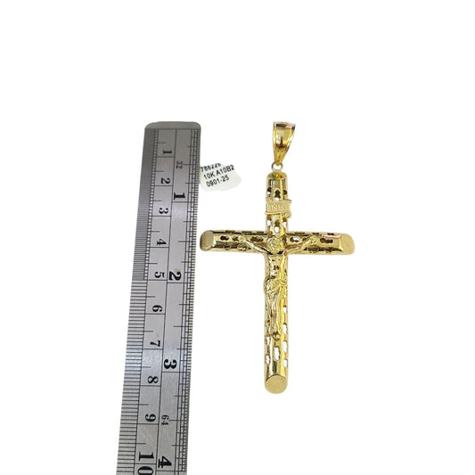 Real 10k Charm Pendant Christ Cross INRI Yellow Gold 10KT