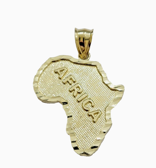 10k Yellow Gold Charm Africa Map Pendant Mens REAL 10KT GOLD & FREE SHIPPING