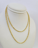 Real 18k Rope Chain Necklace 22 Inches 2mm Yellow Gold Men Women 18KT SOLID