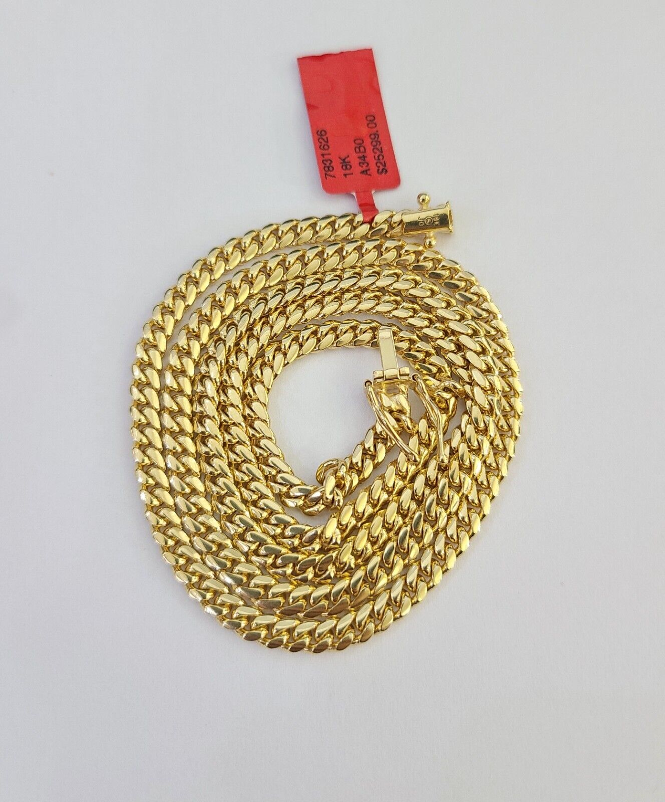 Real 18kt Yellow Gold Miami Cuban Chain Necklace 4mm 22 Inch Men Women SOLID 18k