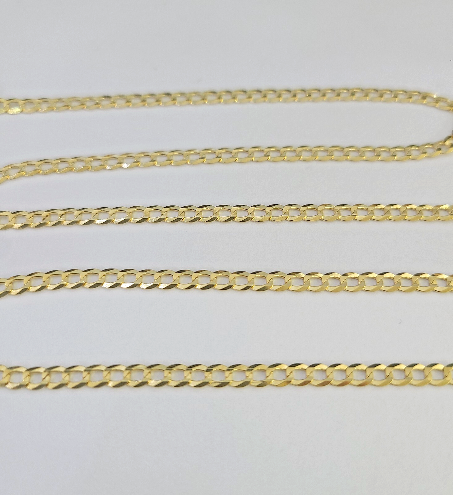 Real 18kt Cuban Curb Chain Necklace 3mm 22 Inch Yellow Gold Men Women SOLID