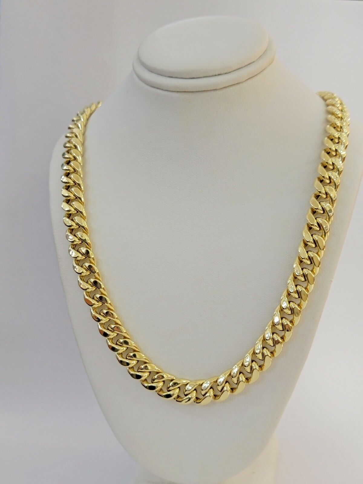 14k 10mm Mens Necklace Chain Miami Cuban Link 24" Inch REAL 14KT Real Gold Sale