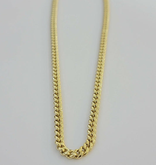 Real 10k Gold Chain Miami Cuban Link Necklace 18" 20" 22" 24" 26" 4.5mm 10kt Oro
