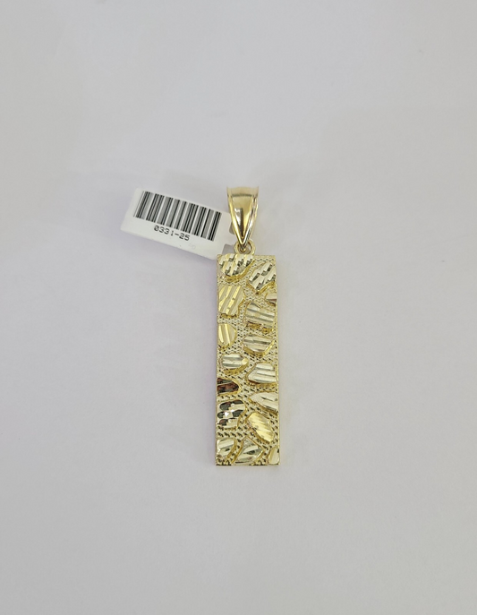 10k Nugget Bar Charm Pendant REAL 10Kt Yellow Gold Genuine