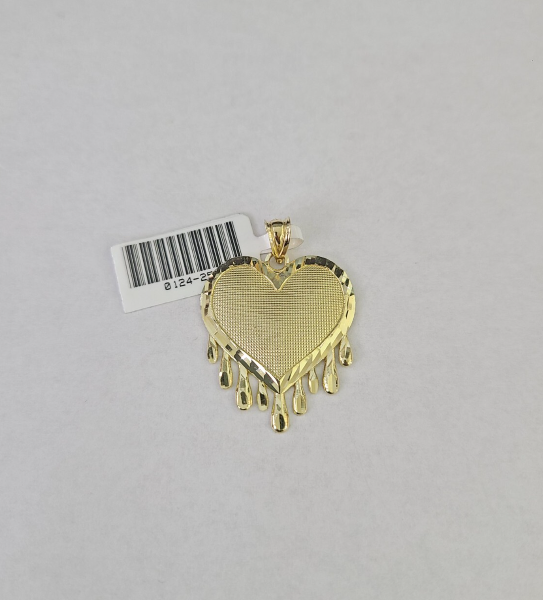 10k Gold dripping Heart Charm Pendant REAL 10kt Yellow Gold for ladies / women