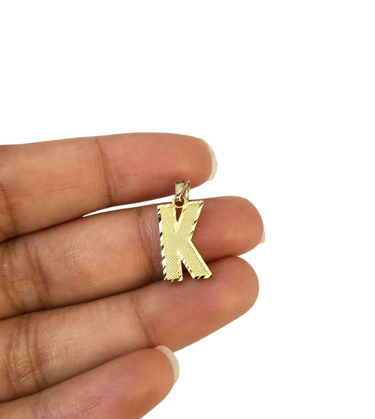 10K Yellow Gold K Initial Charm Pendant Alphabet Real 10kt Men Women
