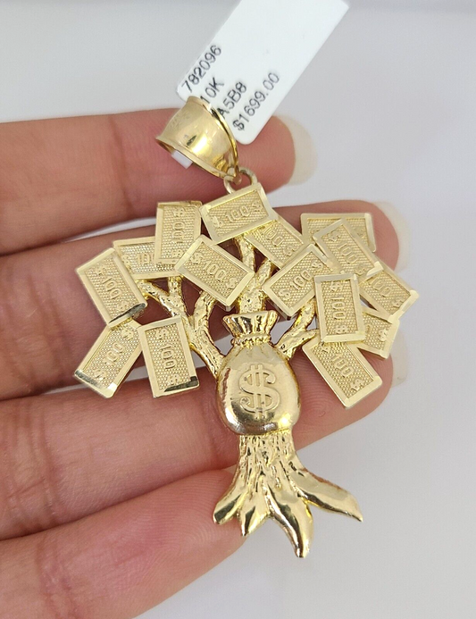 10k Money Tree Charm Pendant Men's REAL 10Kt Yellow Gold Genuine