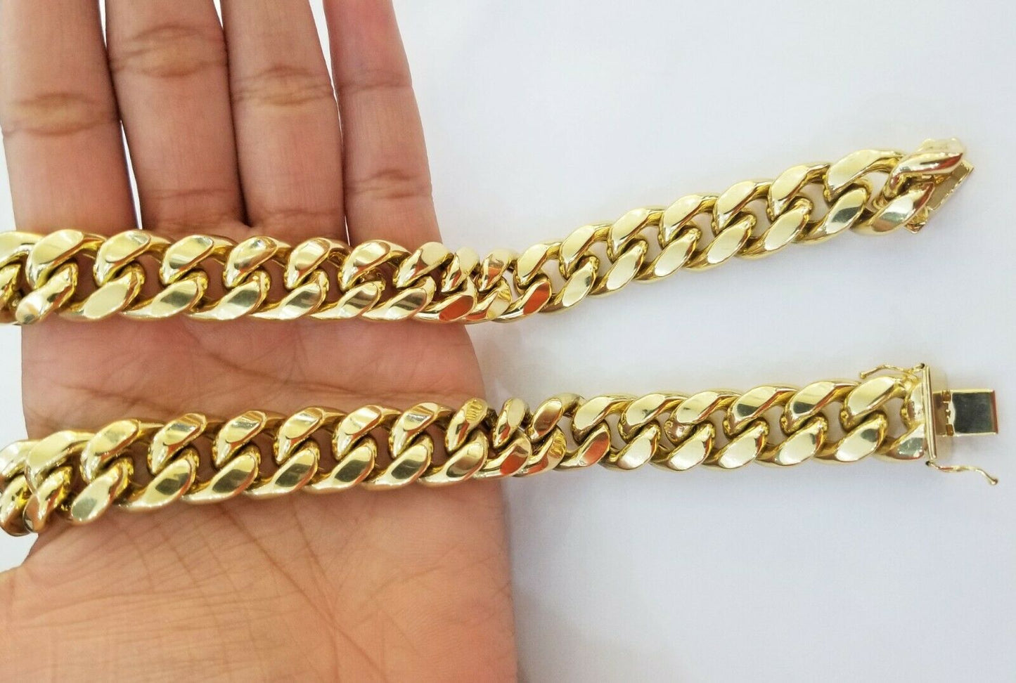 Real 10k Yellow Gold 26" Inch 15mm Miami Cuban chain Necklace Box Lock Men,10kt