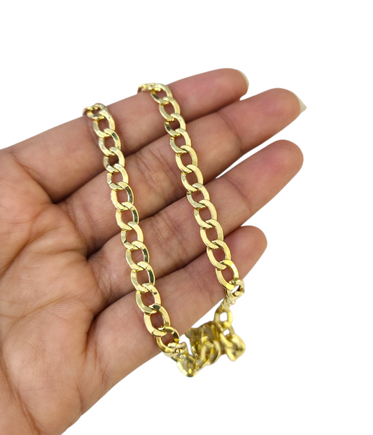 Real 10k Gold Chain Cuban Curb Link 20 Inch 5.5mm 10kt Yellow Gold Necklace