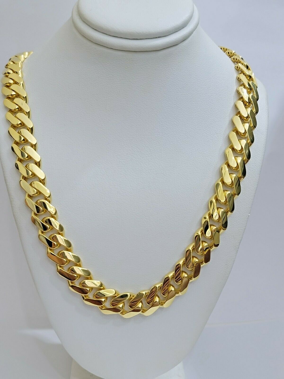 Real 10k Gold 15mm Mens Chain Royal Link Miami Cuban Monaco 22" Short Necklace