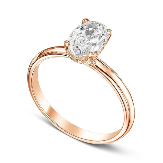 Real 1CT Oval Shape Diamond Engagement Ring 14k White Gold VS Clarity Labcreated