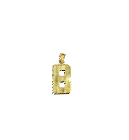 10K Yellow Gold B Initial Charm Pendant Alphabet Real 10kt Men Women