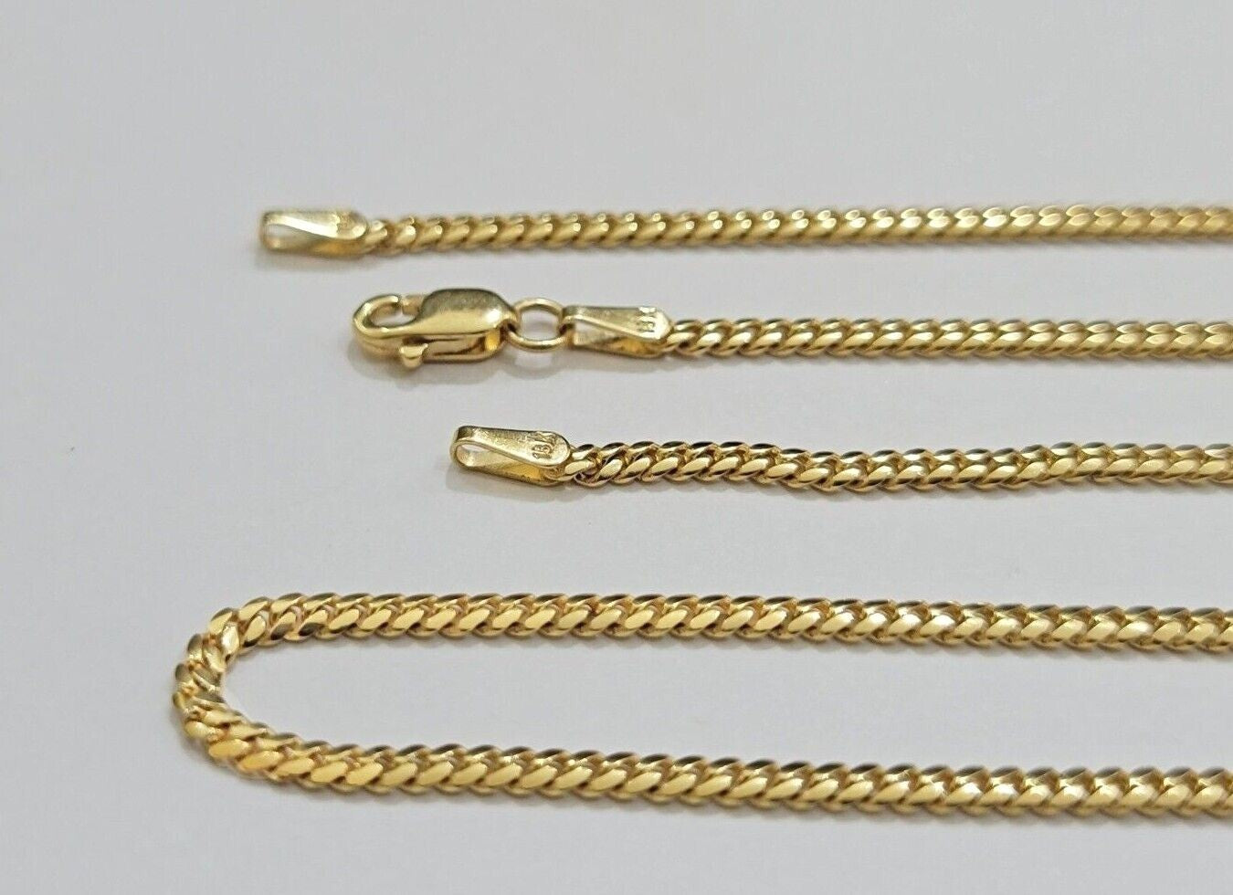 Real 18k Yellow Gold Miami Cuban Chain Necklace 2mm 18-24 Inches Men Women SOLID