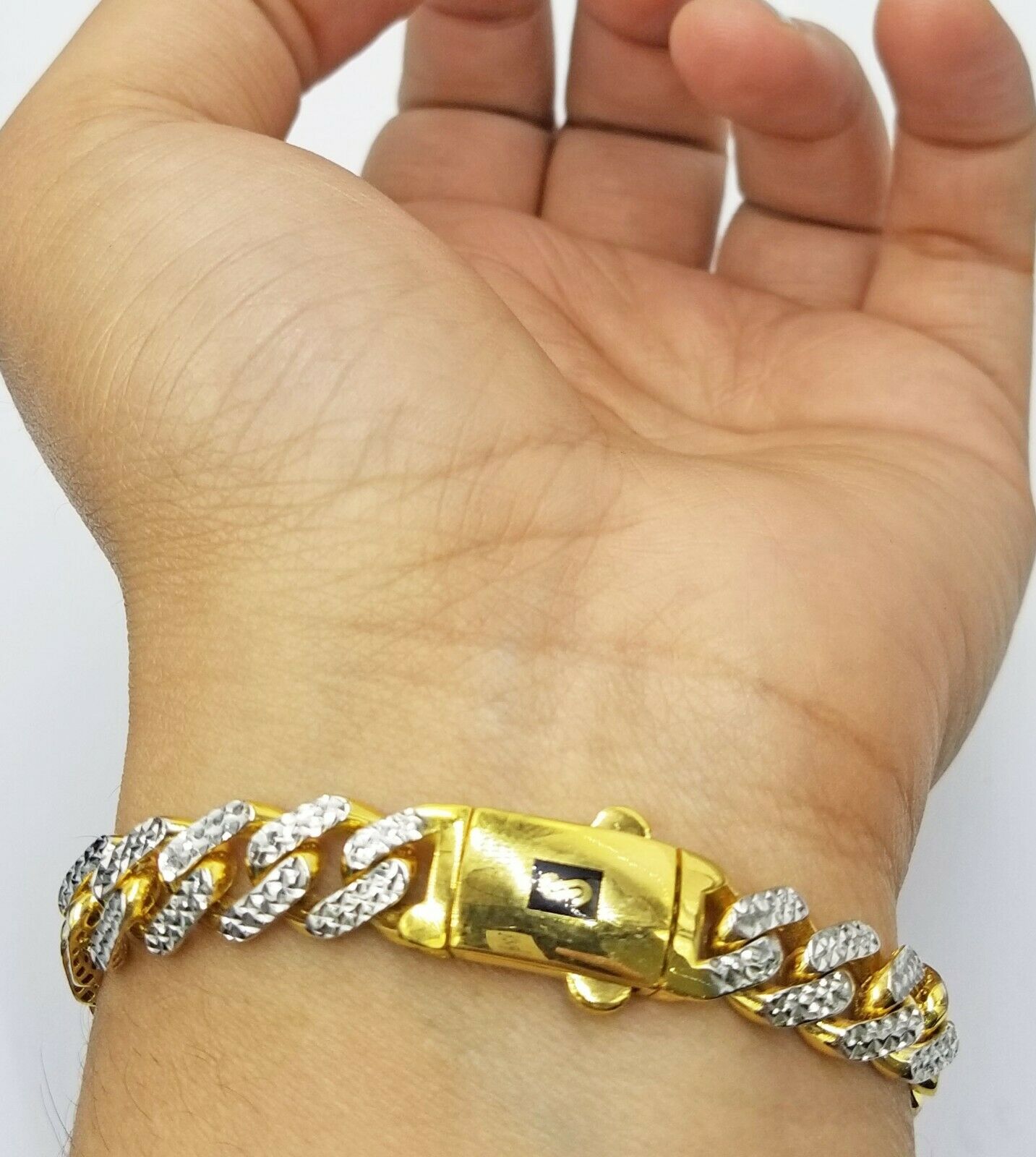 10K Yellow Gold Royal Monaco Cuban Bracelet 8.5mm Long Diamond Cut 8.5 "