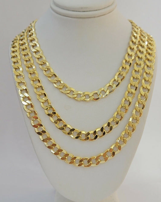 10kt Yellow Gold Chain 8mm Cuban Curb Link Necklace 26"Inch Strong Link REAL 10k