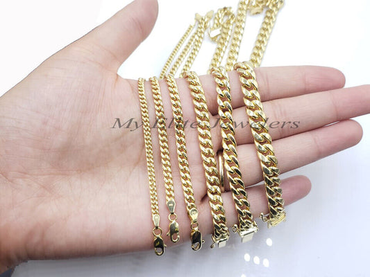 REAL 10k Yellow Gold bracelet Miami Cuban Link 6mm 7mm 8mm 9mm 7"-9 inch Mens