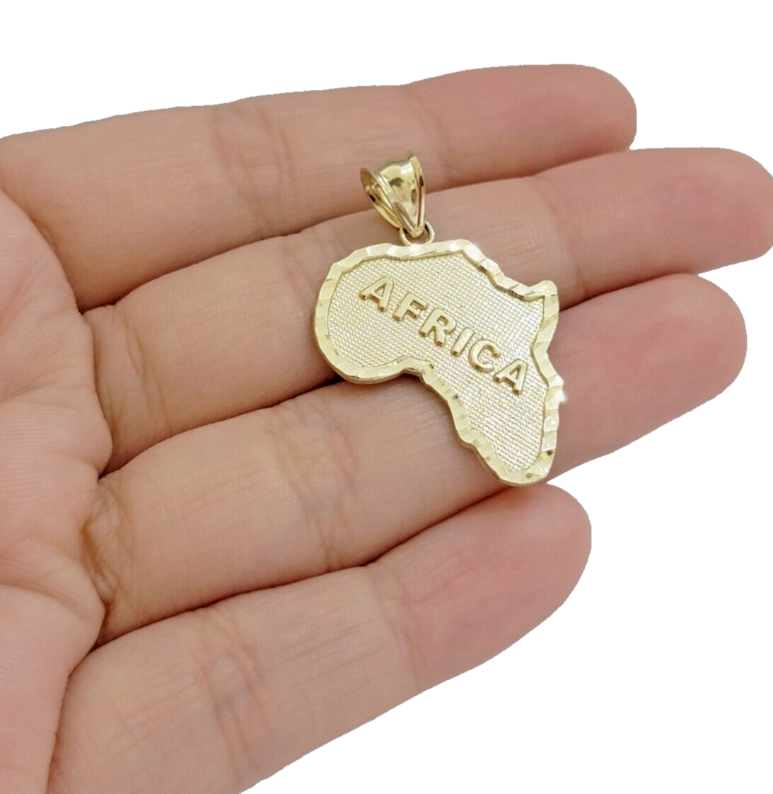 10k Yellow Gold Charm Africa Map Pendant Mens REAL 10KT With FREE SHIPPING