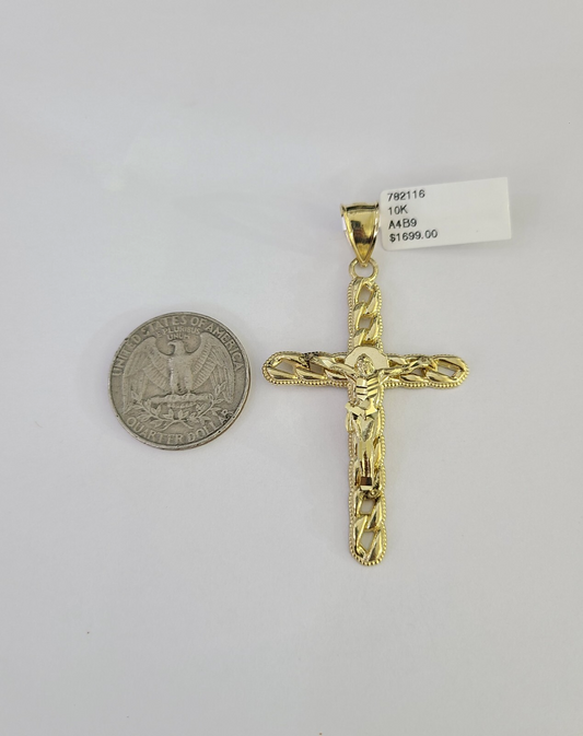 10k Jesus Cross Charm Pendant REAL 10Kt Yellow Gold Genuine