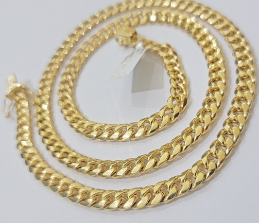 10k Gold Necklace 7mm 20 Inch Miami Cuban Link Chain REAL 10kt yellow Gold Men's