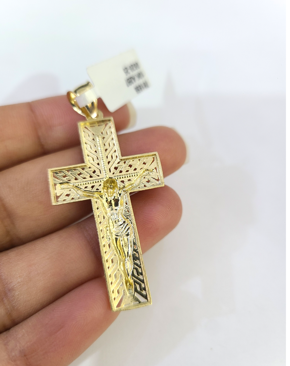 10k Gold Chain Necklace Cross Charm Pendant Set Cuban Curb 3mm 18"-28"