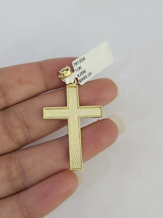 10K Jesus Cross Pendant Charm Yellow Gold Genuine Religious Real