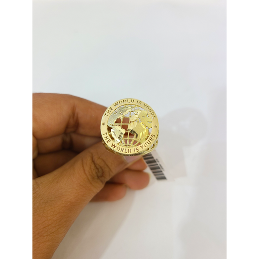 Real 10k World is Yours Ring Yellow Gold Men 10Kt Genuine