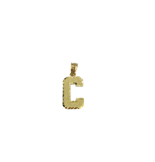 10K Yellow Gold C Initial Charm Pendant Alphabet Real 10kt Men Women