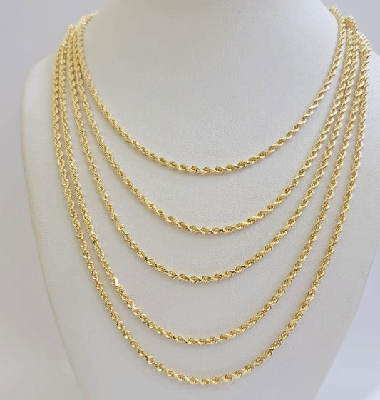 Real 18k Yellow Gold Rope Chain Necklace 2mm 18 Inch Ladies Women Solid 18 KT