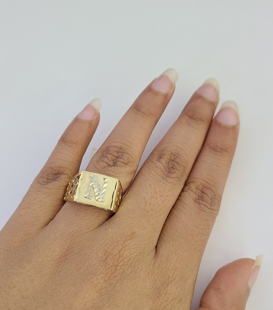 REAL Ring 10k Ring Alphabet N Initial Yellow Gold Genuine