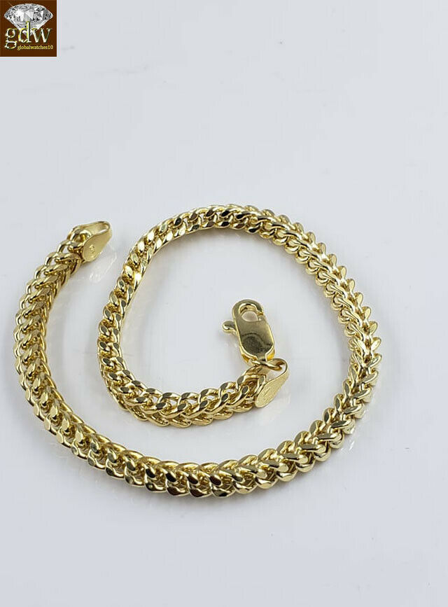 10k Yellow Gold Franco Bracelet 4mm 8" Inch Mens Women Rope Cuban Link