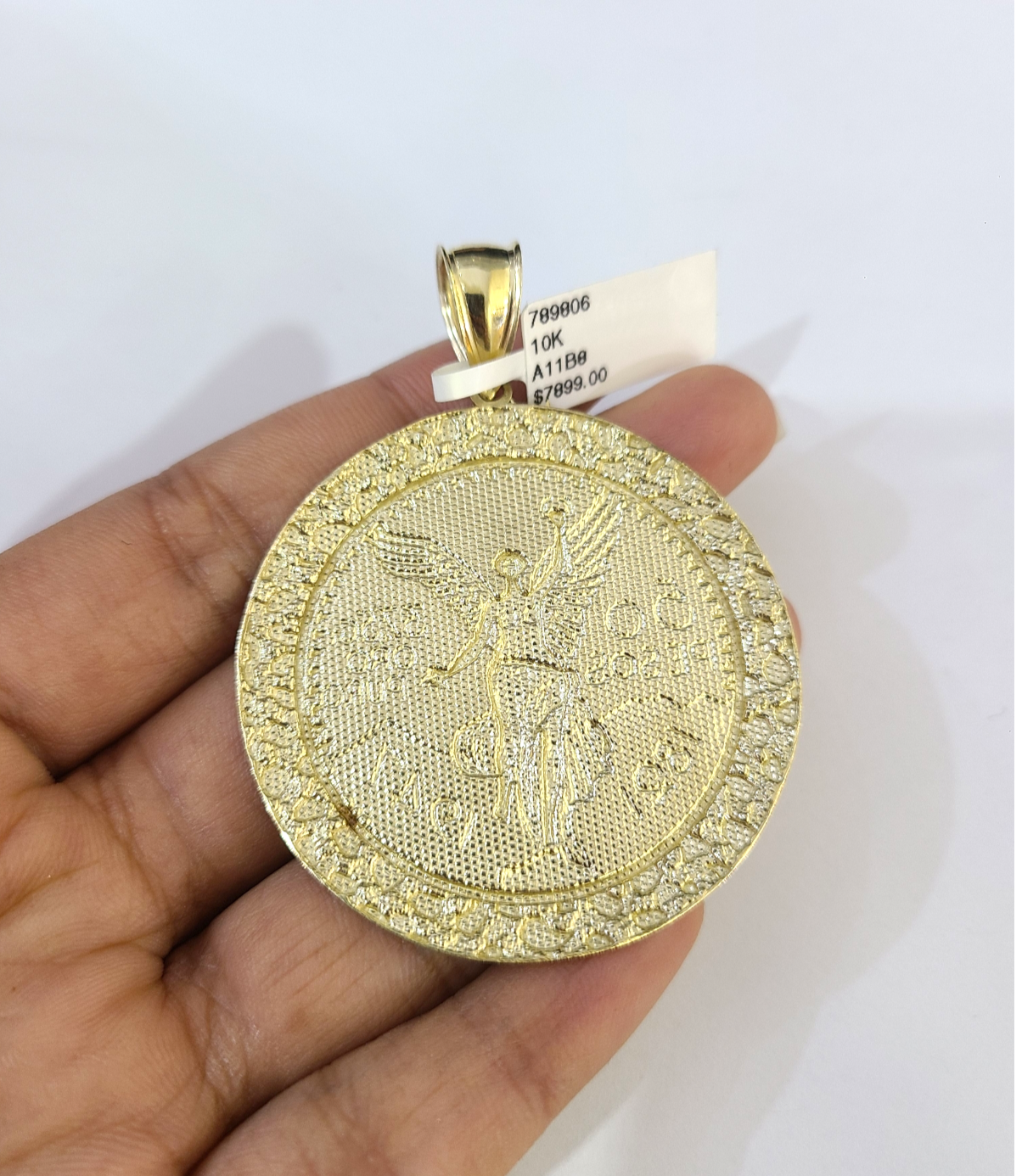 10k Yellow Gold Centenario Coin Charm 50 Pesos 1947 Nugget Centenario Bezel