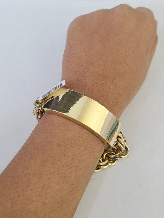 Real Solid 10kt Gold Chino ID Bracelet 14mm 8.5'' Inch Thick Name Plate 10k Mens