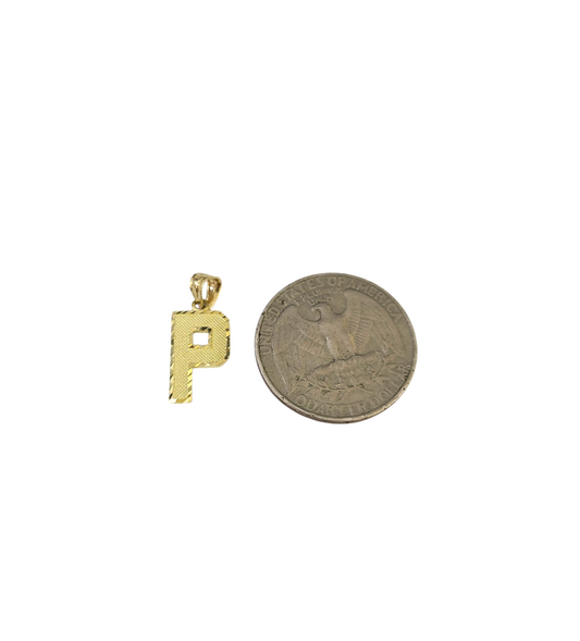10K Yellow Gold P Initial Charm Pendant Alphabet Real 10kt Unisex