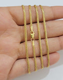 Real 18kt Yellow Gold Miami Cuban Chain Necklace 2mm 22 Inch Men Women SOLID 18k