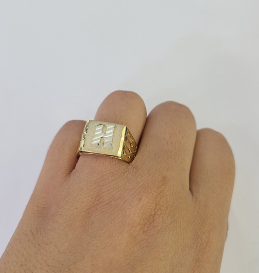 REAL Ring 10k Ring Alphabet H Initial Yellow Gold Genuine