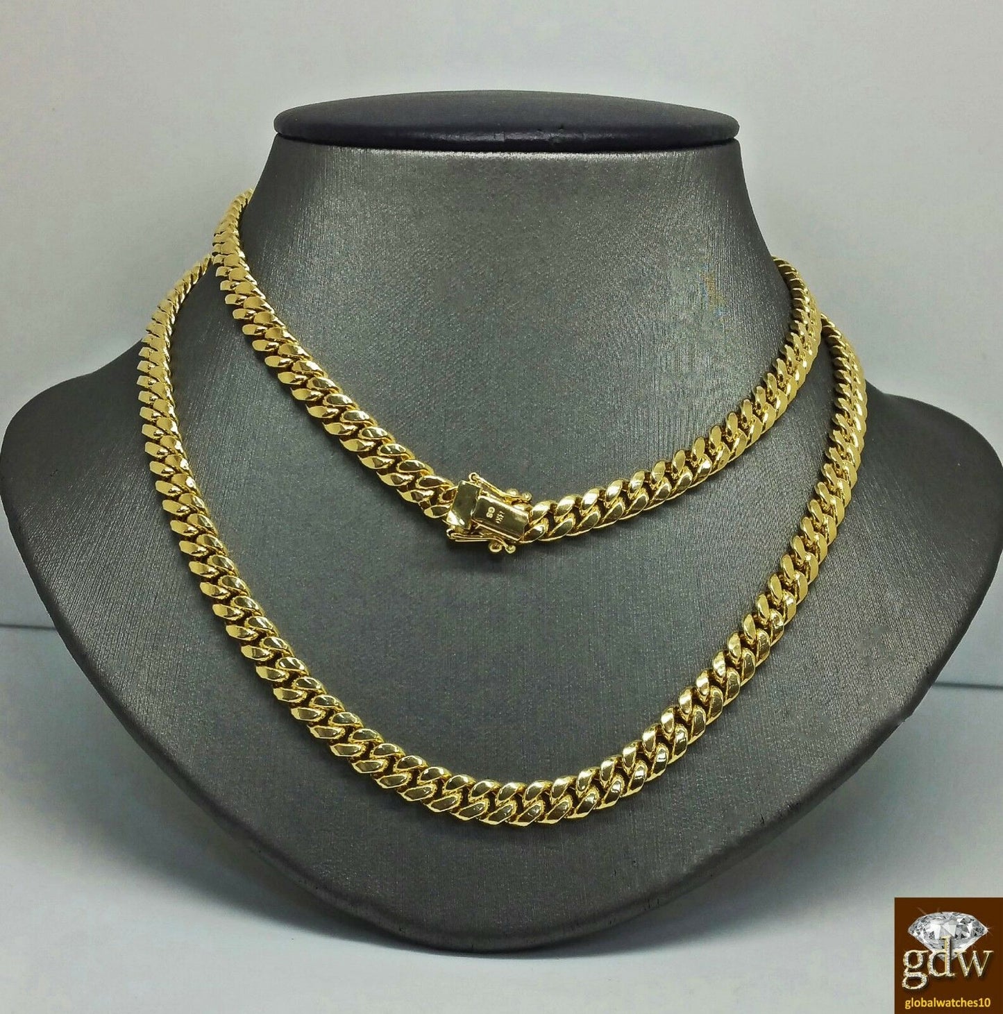 Real 14K Yellow Gold Miami Cuban Chain 22" 7mm Men BOX LOCK