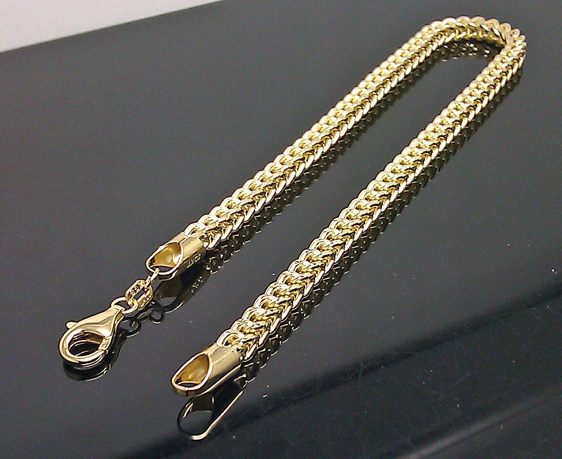 10k Yellow Gold Franco Bracelet 4mm 8" Inch Mens Women Rope Cuban Link