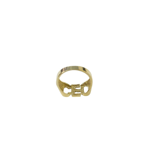 Real 10K Gold CEO Ring Mens Letter Band Bold Statement Hip Hop Design