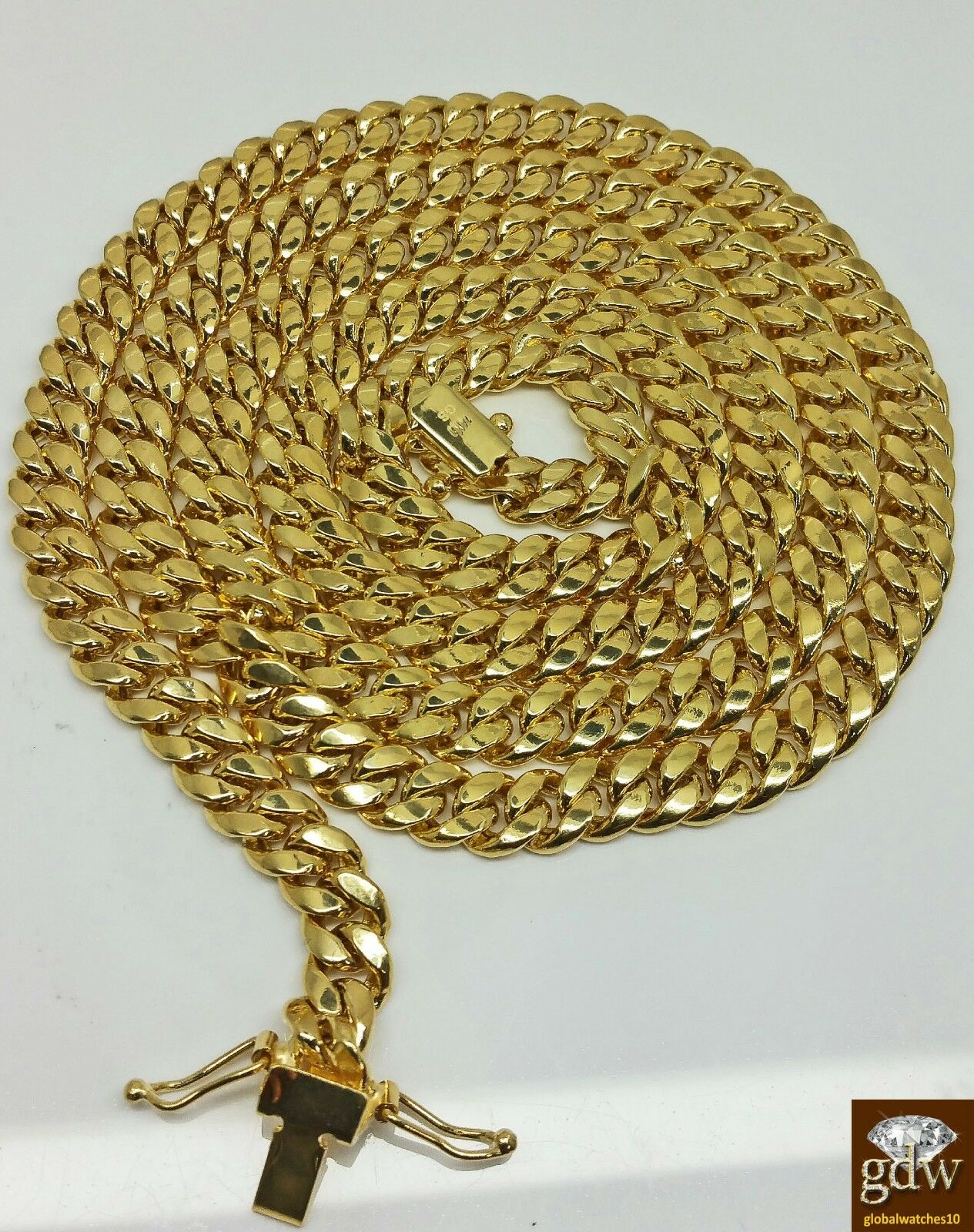 Real 14K Yellow Gold Miami Cuban Chain 22" 7mm Men BOX LOCK
