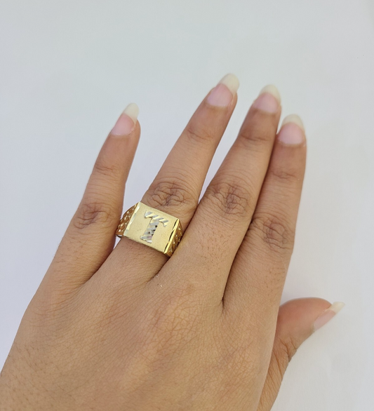 REAL Ring 10k Ring Alphabet T Initial Yellow Gold Genuine