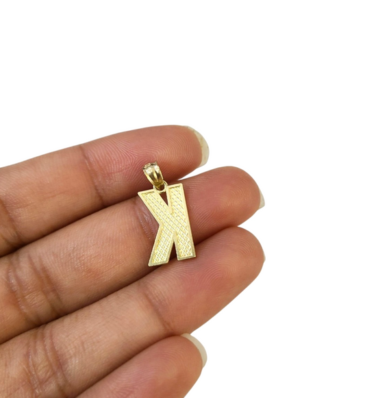 10K Yellow Gold K Initial Charm Pendant Alphabet Real 10kt Unisex