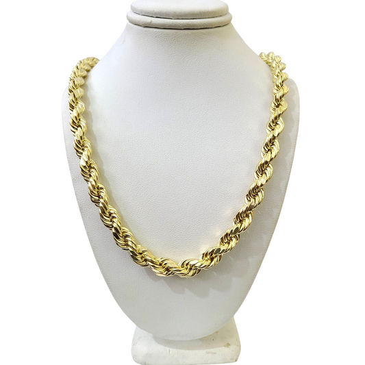 10k Yellow Gold Rope Necklace Chain 8mm 20-30 Inch Diamond Cuts Men's 10kt