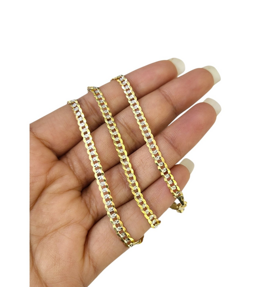 10k Yellow Gold Necklace Cuban Curb Chain 4mm 18"-28" inch Diamond Cuts 10kt