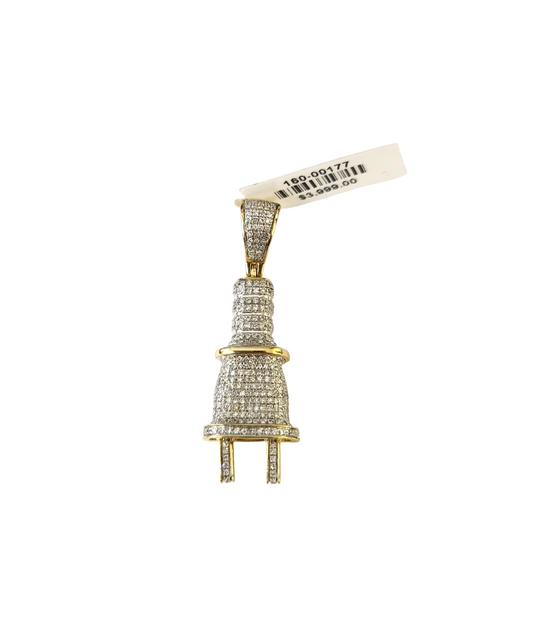 10k Solid Figaro Chain Plug Diamond Charm Necklace SET 4mm 22" Pendant