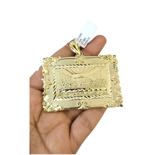 Real 10k Yellow Gold Charm Pendant Last Supper 10KT