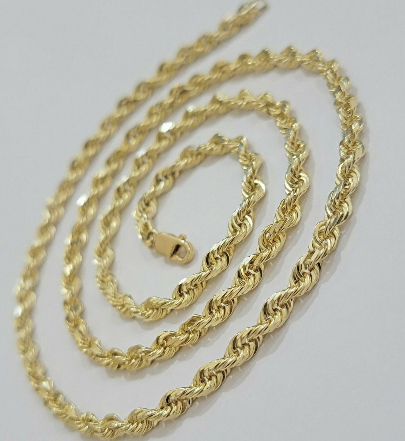 Solid 14k Gold Rope Chain Necklace 4mm 18"- 30" Inch REAL 14KT Yellow Gold